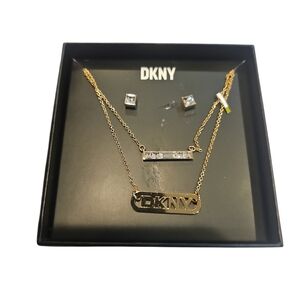 DKNY Woman Gold Color 2 Necklace and Earring Rear Set